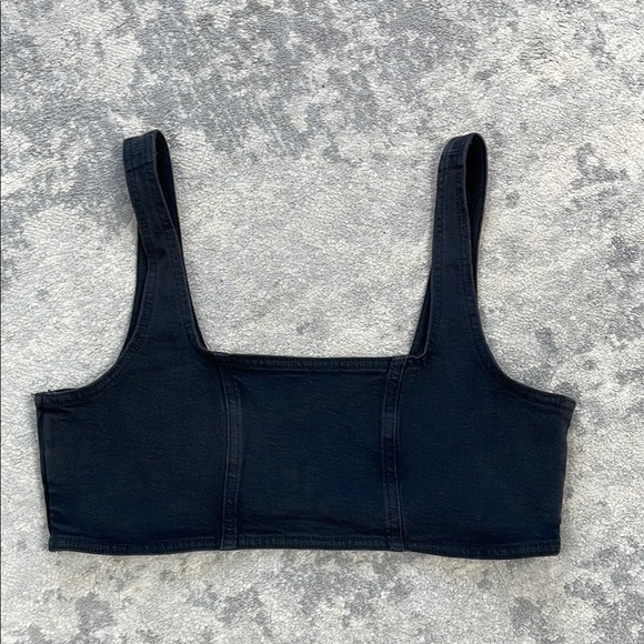 New Good American Denim Light Compression Bra Crop Top Black Sz 4 - Picture 4 of 10